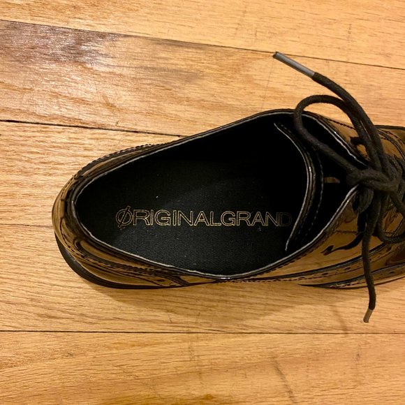 Cole Haan Women's Originalgrand Wingtip Oxford Black Patent Leather Shoes - Picture 5 of 6